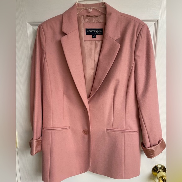 LIKE NEW CHADWICKS WOMENS JACKET BLAZER ROSE BLUSH PINK SIZE 10 - Picture 1 of 5
